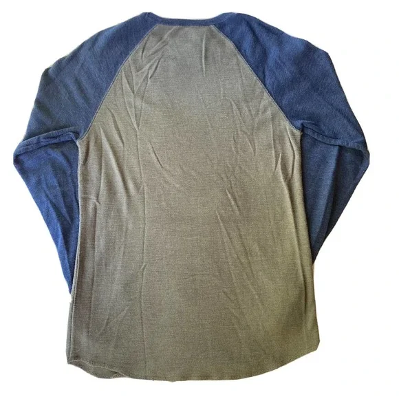 Men's American Eagle Sz Medium Long Sleeve Athletic Fit Waffle Knit Shirt Grey - Picture 6 of 9